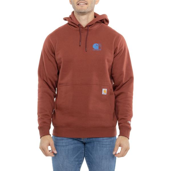 鉄道車両ハート型 メンズ トップス プルオーバー ロゴタイプ パーカー Carhartt 107064 Force Logo Hoodie - Factory Seconds Dark Spice Red 赤いこと