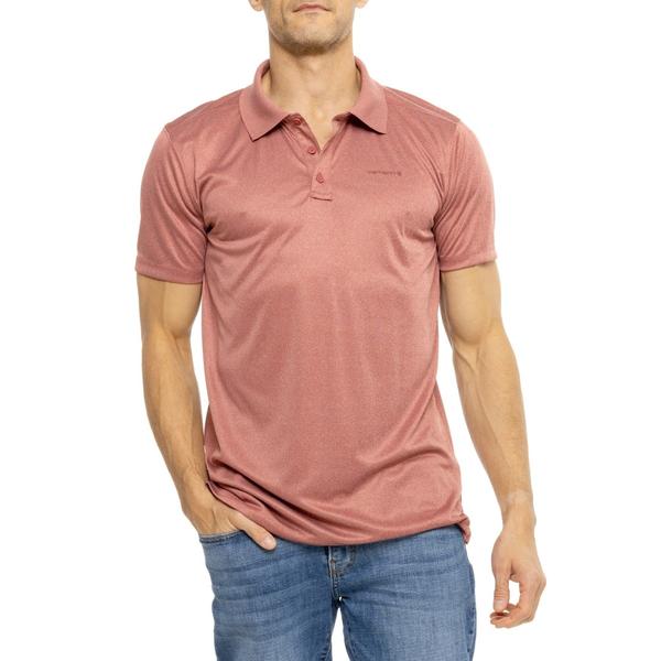 カーハート メンズ トップス Tシャツ リラックスフィット ポロシャツ Carhartt 106901 Force Relaxed Fit Lightweight Pocket Polo Shirt - UPF 50+ Short Sleeve Crimson Moss Heather ヘザー