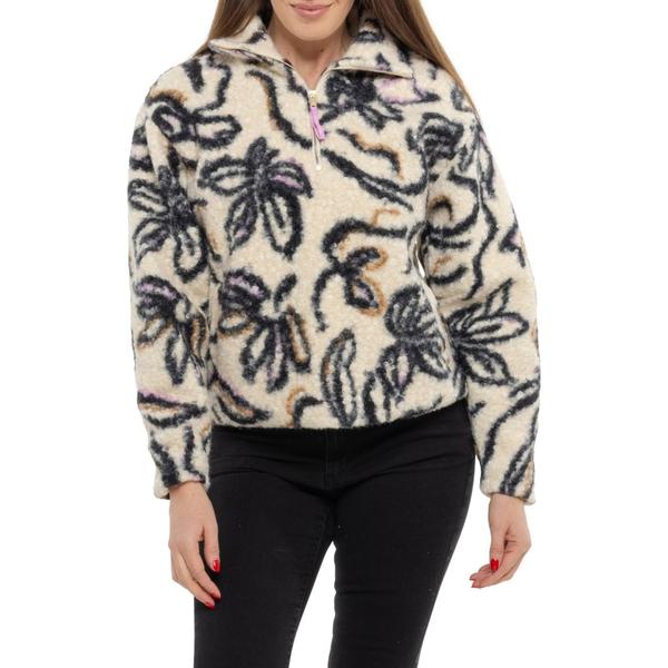スコッチアンドソーダ レディース トップス シャツ プリント フリース Scotch & Soda Printed Fleece Pullover Shirt - Zip Neck Long Sleeve Abstract Floral And Bow｜ReVida 店