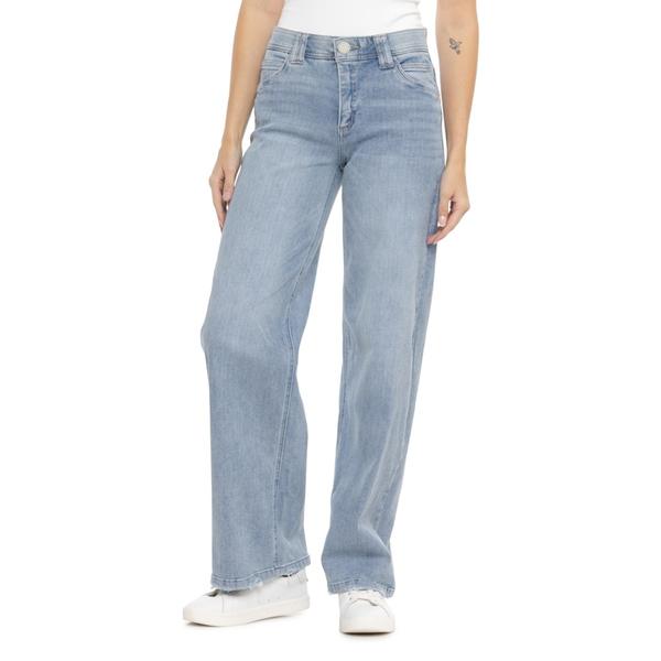 デモクラシー レディース ボトムス デニムパンツ ワイドレッグ ジーンズ Democracy AbTechnology Wide Legrind Hem Jeans - High Rise Light Blue ブルー|ReVida 店