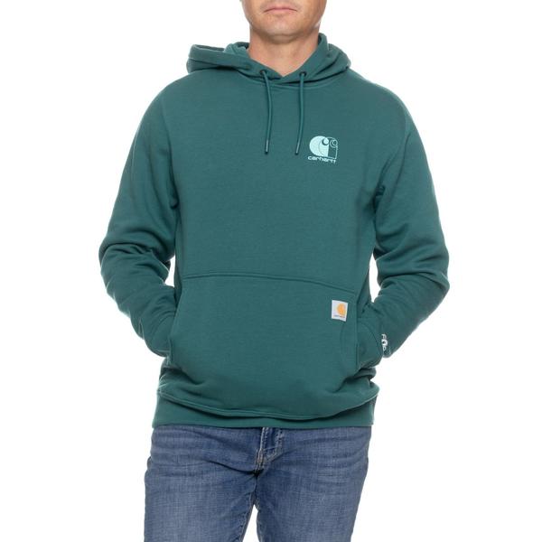 鉄道車両ハート型 メンズ トップス プルオーバー ロゴタイプ パーカー Carhartt 107064 Force Logo Hoodie - Factory Seconds Greenstone
