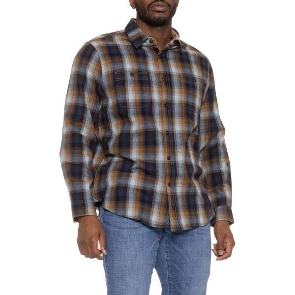 トゥルーグリット メンズ トップス シャツ True Grit Fireside Cabin Checks Brushed Flannel Shirt - Long Sleeve Blue ブルー
