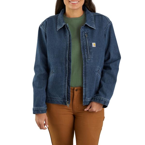 鉄道車両ハート形 レディース アウター 上衣・上衣 ジーンズ Carhartt 106245 Denim Detroit Loose Fit Jacket Mission ジーンズ