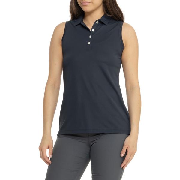 ピーター・ミラー レディース トップス シャツ メッシュ ノースリーブ Peter Millar Banded Sport Mesh Polo Shirt - UPF 50+ Sleeveless Black ブラック