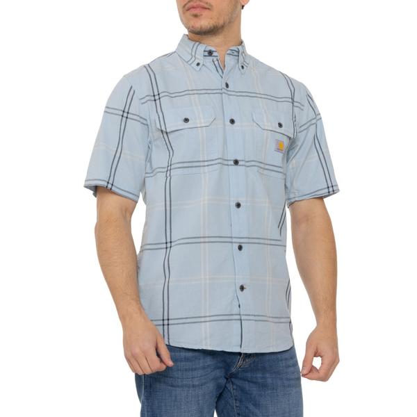 カーハート メンズ トップス シャツ トール Carhartt 106140 Big and Talloose Fit Midweight Plaid Shirt - Short Sleeve Fog Blue ブルー