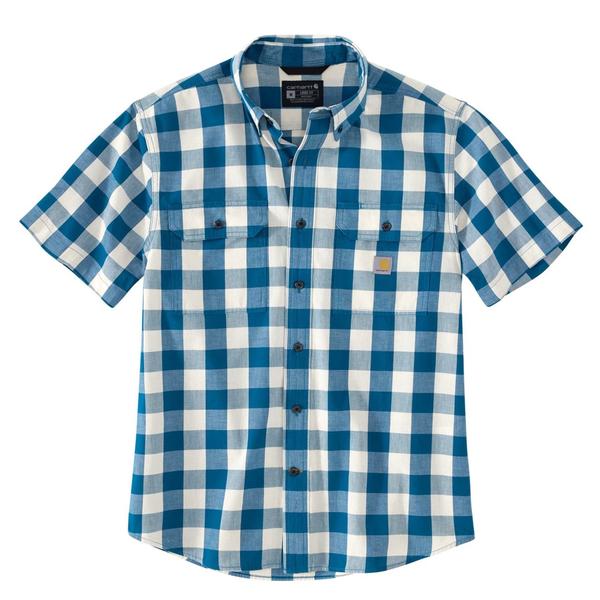 カーハート メンズ トップス シャツ Carhartt 106140 Loose Fit Midweight Plaid Shirt - Short Sleeve Deep Lagoon チェック