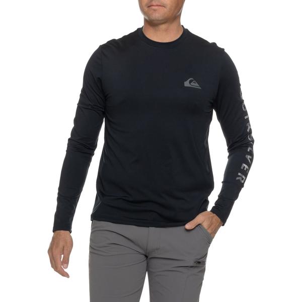 クイックシルバー メンズ 水着 ハーフパンツ・ショーツ ロゴ Quiksilver Comp Logo Fill Rash Guard - UPF 50+ Long Sleeve Black ブラック