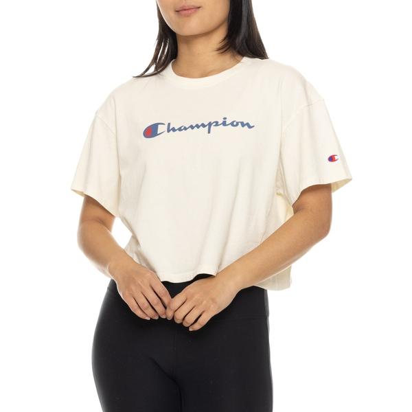 チャンピオン レディース トップス シャツ クロップド Champion Iconicropped T-Shirt - Short Sleeve Unbleached Cotton