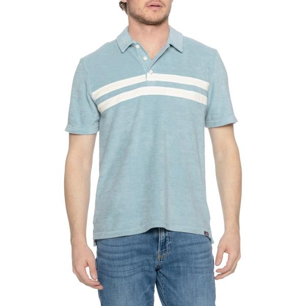 ファレティ メンズ トップス スポーツシャツ パイル Faherty Cabana Towel Terry Surf Stripe Polo Shirt - Short Sleeve Patina Pool 縞模様