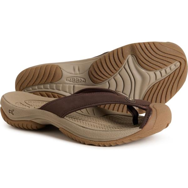 キーン メンズ シューズ サンダル レザー Keen Waimea TG Flip-Flops - Leather (For Men) Java/Plaza Taupe トープ