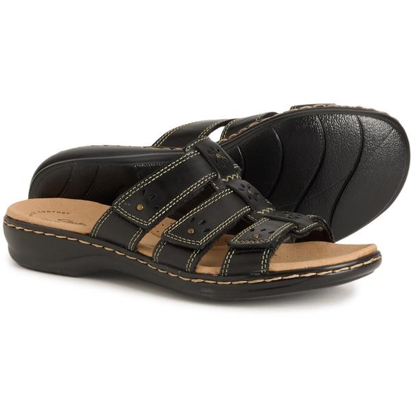 クラークス レディース シューズ サンダル レザー Clarks Leisa Spring Slide Sandals - Leather (For Women) Black Leather ブラック