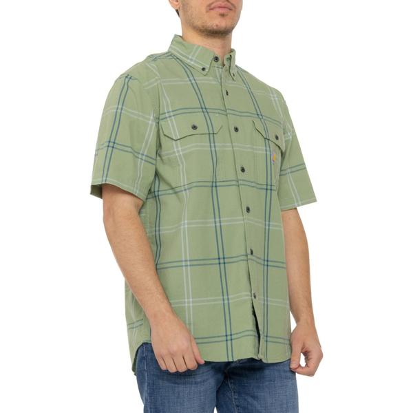 カーハート メンズ トップス シャツ Carhartt 106140 Loose Fit Midweight Plaid Shirt - Short Sleeve Loden Frost チェック