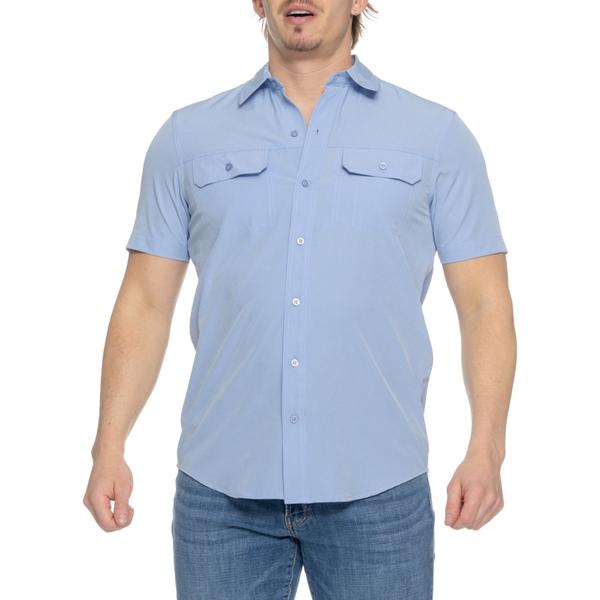 ランズエンド メンズ トップス シャツ Lands' End High-Performance Shirt - Short Sleeve Scuba Blue ブルー