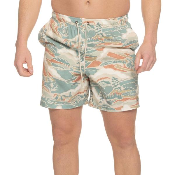 ペンドルトン メンズ 水泳着 二分の一ズボン下・さる股引き 旗がしら ケープ Pendleton Landscape Shoreside Swim Trunks - 7 ” UPF 50+ Built-In Liner Sandshell Ivory/Cream 皮膚軟化剤