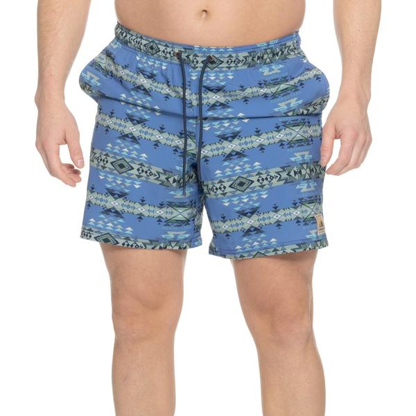 ペンドルトン メンズ 水泳着 二分の一ズボン下・さる股引き Pendleton AOP Classic Shoreside Swim Trunks - 7 ” UPF 50+ Built-In Liner Highland Peak Delft Blue 青み