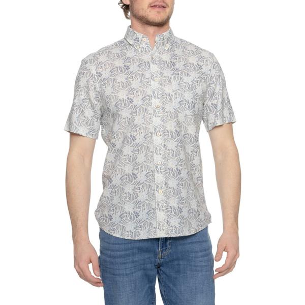 ファレティ メンズ トップス シャツ リネン Faherty Breeze Shirt - Linen Short Sleeve Blue Plains Floral ブルー