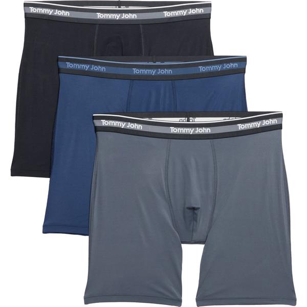 トミージョン メンズ アンダーお召しもの ボクサーズボン下 Tommy John Comfort Micro Boxer Briefs - 3-Pack Black/Turbulence/Dress Blues 黒いこと