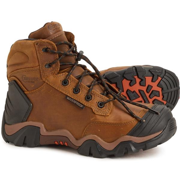 チペワ メンズ シューズ ブーツ・レインブーツ レザー Chippewa Cross Terrain 6 ” Work Boots - Waterproof Leather Composite Safety Toe (For Men) Bourbon Brown ブラウン