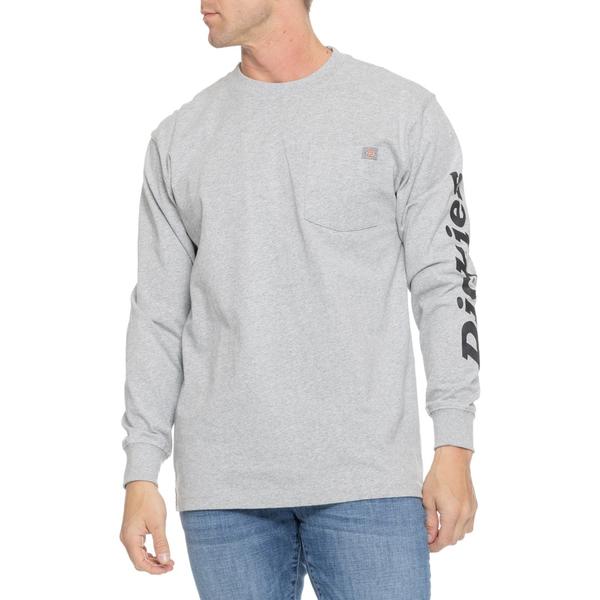 ディッキーズ メンズ トップス Tシャツ Dickies Heavyweight Wordmark T-Shirt - Long Sleeve Heather Grey グレー