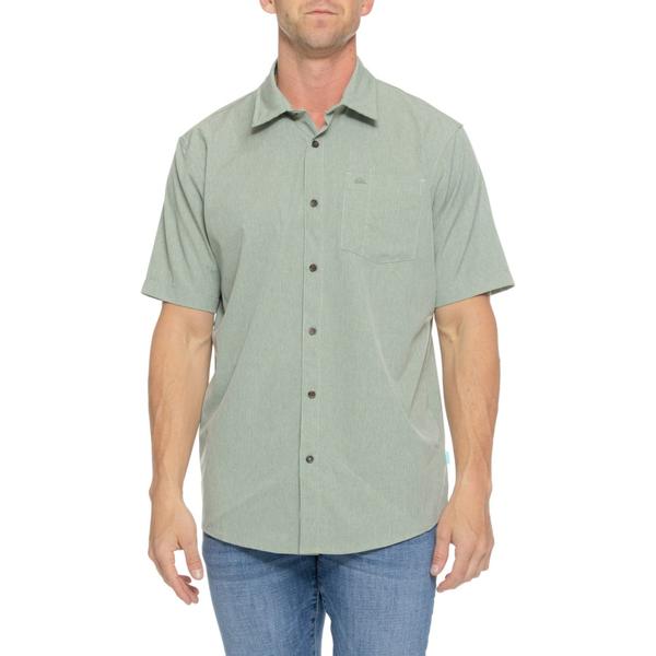 クイックシルバー ウォーター マン メンズ トップス シャツ Quiksilver Waterman Radiance Woven Tech Shirt - Short Sleeve Lily Pad Green グリーン｜ReVida 店