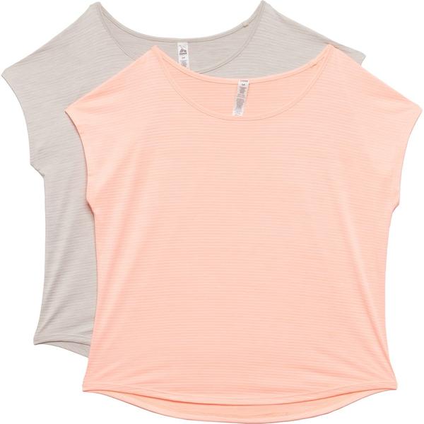 アールビーエックス レディース トップス シャツ RBX Stripe Off T-Shirt - 2-Pack Short Sleeve Peach Fusion & Icy Grey グレー