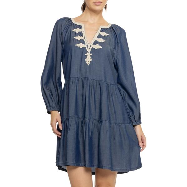トッミーバハマ レディース トップス 衣装 刺しゅう Tommy Bahama Embroidered Swimsuit Cover Up Dress - Long Sleeves Chambray