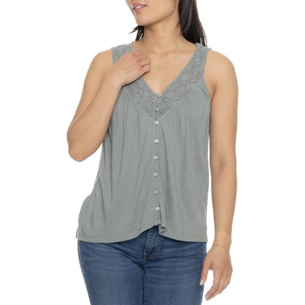 ラッキーブランド レディース トップス シャツ レーストリム レース Lucky Brand Lace Trim Tank Top Green Bay グリーン
