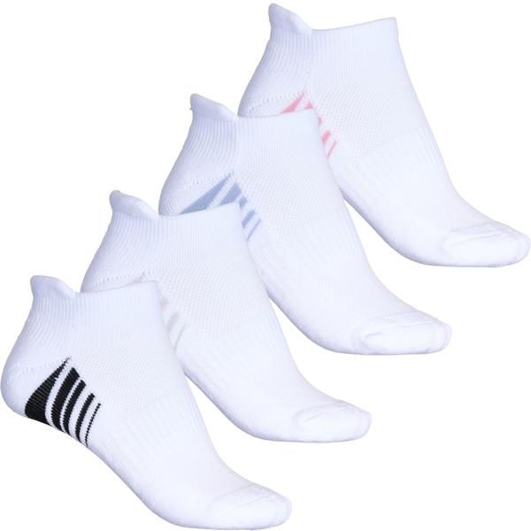 ダンスキン レディース アンダーウェア 靴下 アンクル Danskin Striped Everyday Compressiono-Show Socks - 4-Pack Below the Ankle (For Women) White ホワイト