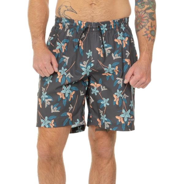 コロンビア メンズ 水泳着 二分の一ズボン下・さる股引き 刷り上げる 遊撃手ズボン下 Columbia Sportswear Summertide Stretch Printed Swim Shorts - UPF 40 Shark Tiger Lil 毛の荒物