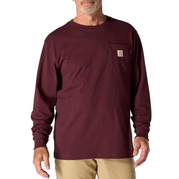 鉄道車両ハート型 メンズ トップス ティーシャツ Carhartt K126 Loose Fit Workwear Pocket-Shirt - Long Sleeve Factory Seconds Port