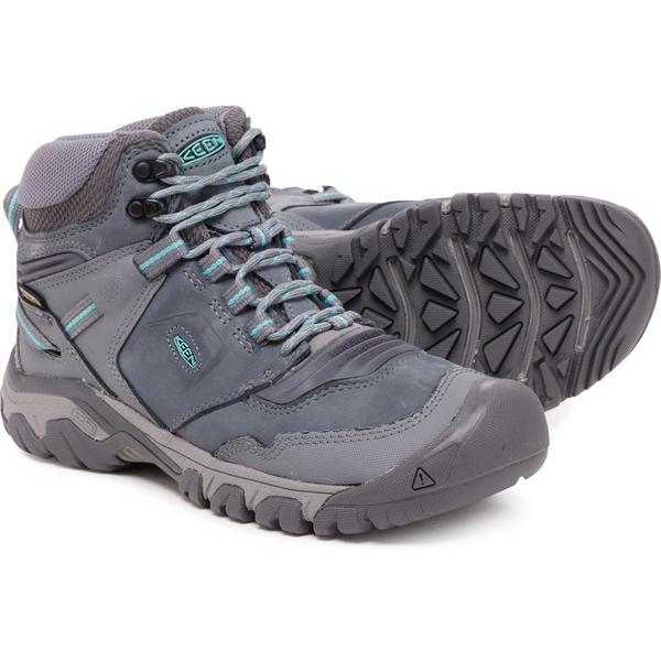 キーン レディース シューズ スニーカー ブーツ なめし革 Keen Ridge Flex Mid Hiking Boots - Waterproof Leather (For Women) Steel Grey/Porcelain 薄墨色