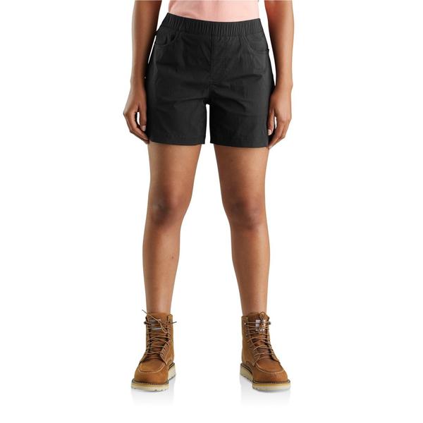 カーハート レディース ボトムス カジュアルパンツ リラックスフィット ショートパンツ Carhartt 105266 Force Relaxed Fit Ripstop 5-Pocket Shorts Black ブラック｜ReVida 店