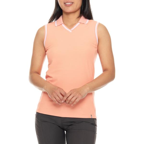 ケージェイユーエス レディース トップス プルオーバー V素っ首 ノースリーブ KJUS V-Neck Polo Shirt - UPF 50+ Sleeveless Melon
