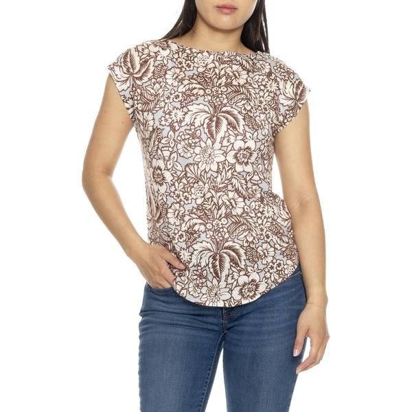 レイチェル ゾー レディース トップス ティーシャツ 刷り上げる リネン Rachel Zoe Printed Shirt - Linen Short Sleeve California Floral トップス-シャツ・ブラウス-レディースファッション
