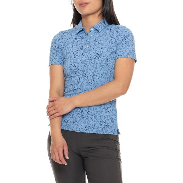 ケージェイユーエス レディース トップス プルオーバー 刷り上げる KJUS Enya Printed Polo Shirt - UPF 50+ Short Sleeve Calm Blue/Atlanta Blue 青み