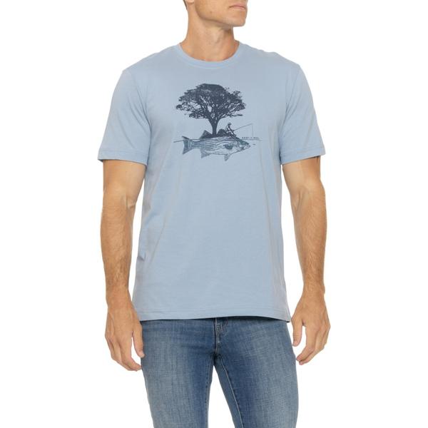 ライフイズグッド メンズ トップス シャツ グラフィック Life is Good Fishing is Life Graphic T-Shirt - Short Sleeve Faded Blue ブルー｜ReVida 店