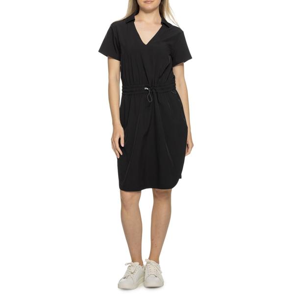 ランズエンド レディース トップス ワンピース Vネック Lands' Endeparture V-Neck Dress - UPF 50 Short Sleeve Black ブラック｜ReVida 店 10,124円