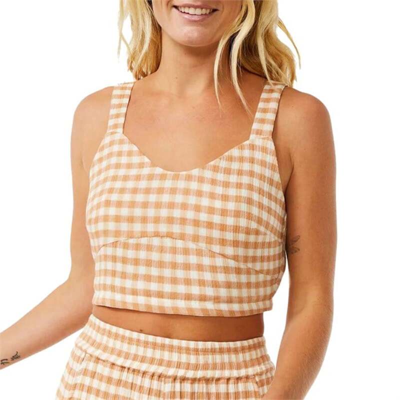 リップカール レディース トップス タンクトップ Rip Curl Premium Surf Check Crop Top - Women's Light Brown ブラウン