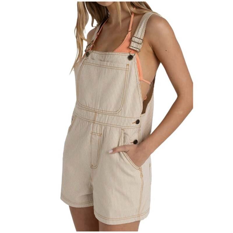 リズム レディース ボトムス カジュアルパンツ オーバーオール Rhythm Willa Stripe Short Overalls - Women's Sand サンド