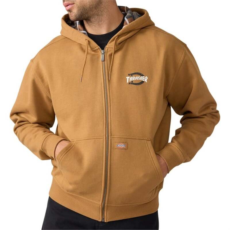 ディッキーズ メンズ アウター パーカー・スウェット フルジップ パーカー Dickies Thrasher X Dickies Zip Through Hoodie - Men's Brown Duck ブラウン
