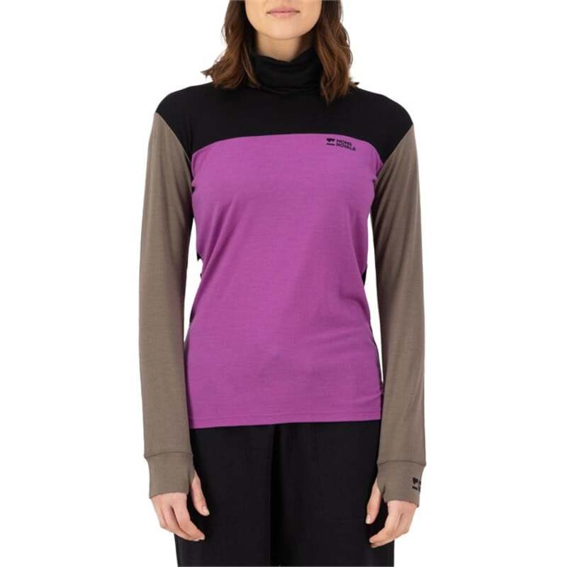 モンスロイヤル レディース トップス シャツ ハイネック 長袖 MONS ROYALE Yotei Merino High Neck Long-Sleeve Top - Women's Purple Bolt/Walnut/Black ブラック