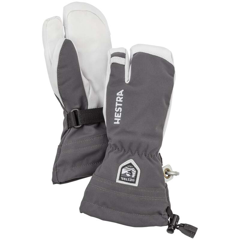 ヘストラ メンズ 添え物 グローブ なめし革 Hestrarmy Leather Heli Ski Jr. 3-Finger Mittens - Kids\u0027 Grey 薄墨色