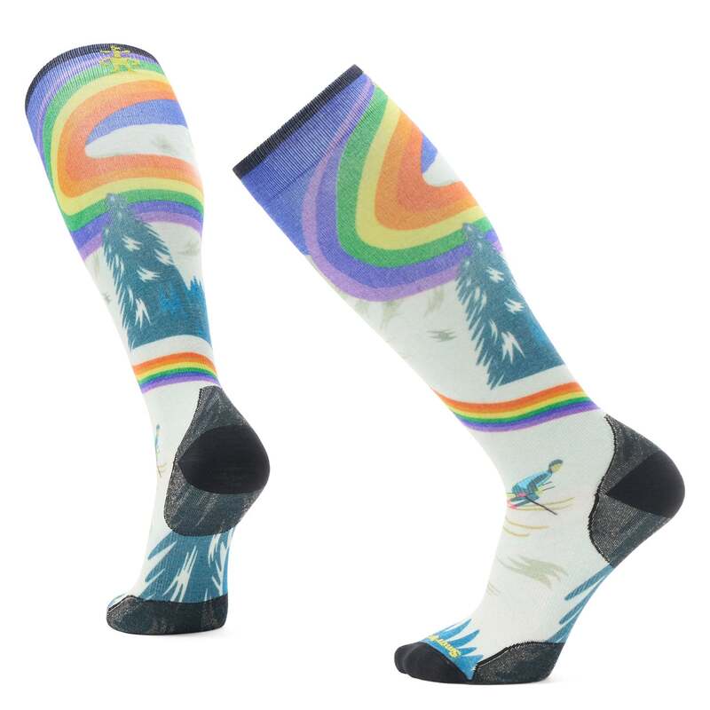 かっこ良い羊毛 メンズ アンダー御召しもの ソックス 刷り上げる Smartwool Zero Cushion Rainbow Trails Print OTC Socks Laguna Blue 青碧