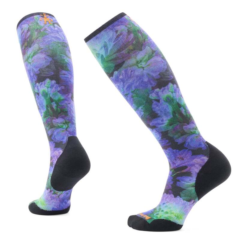 かっこ良い羊毛 レディース アンダーお召しもの ソックス 刷り上げる Smartwool Targeted Cushion Electric Lotus Print OTC Socks - Women\u0027s Black 黒いこと