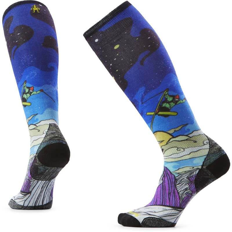 かっこ良い羊毛 レディース アンダーお召しもの ソックス 刷り上げる Smartwool Ski Zero Cushion Galactic Ski Print OTC Socks - Women\u0027s Deep Navy 米国海軍