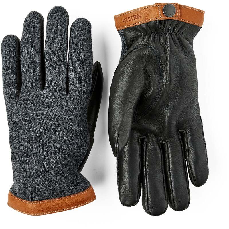 ヘストラ メンズ 佩び物 グローブ 羊毛 Hestra Deerskin Wool Tricot Gloves Charcoal/Black 黒いこと