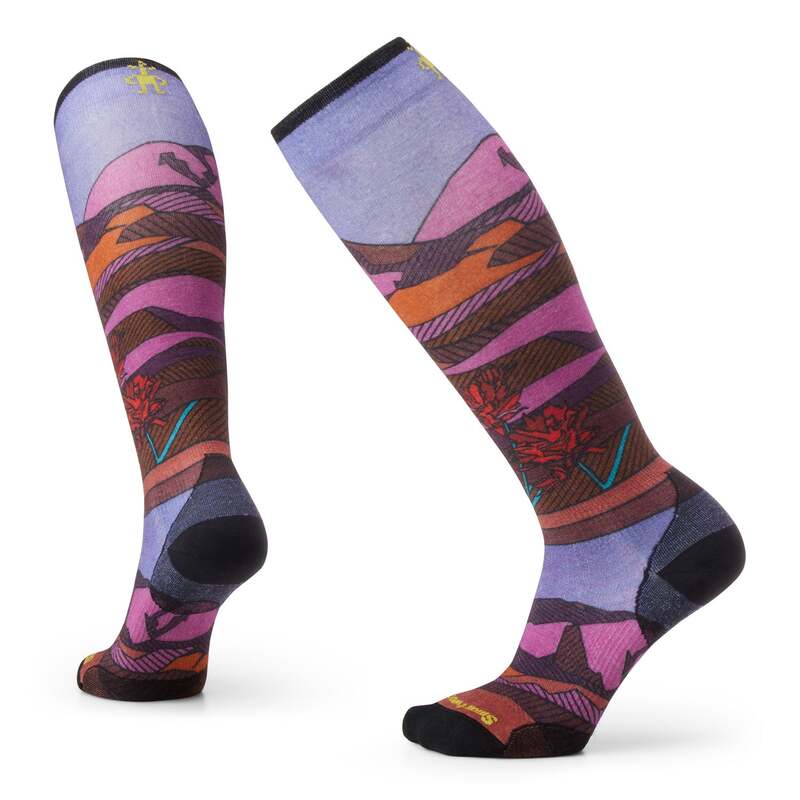 かっこ良い羊毛 レディース アンダー御召しもの ソックス お花柄 お花 Smartwool Zero Cushion Floral Field OTC Socks - Women\u0027s Picante