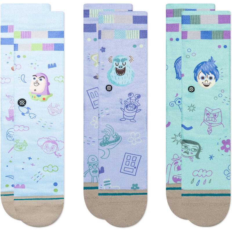 見方 メンズ アンダー御召しもの ソックス Stance Pixar by Ryan 3-Pack Socks - Kids\u0027 Blue 青碧
