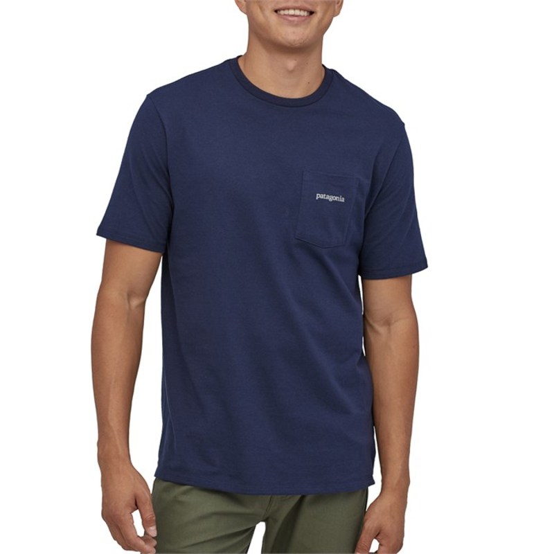 激安アウトレット パタゴニア メンズ Tシャツ トップス Patagonia Line Logo Ridge Pocket Responsibili Tee T Shirt Classic Navy Revida 店 人気 Aqsasport Org