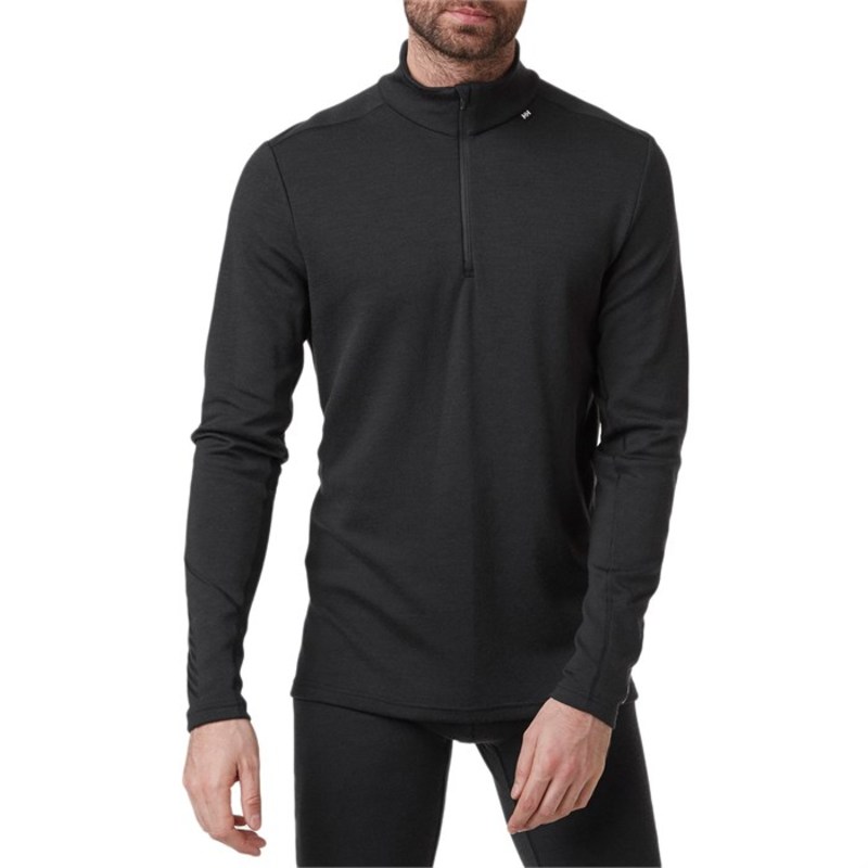 ヘリーハンセン メンズ トップス シャツ Helly Hansen Lifa Merino Midweight 1/2 Zip Baselayer Top Black ブラック
